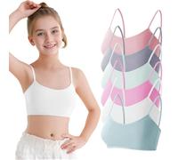 Channo Reggiseno Basic in Cotone per Ragazza, Senza Ferretto e con Imbottiture Rimovibili - Confezione da 6, Multicolore A, 8-10 Anni