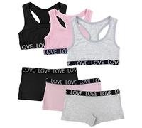 Channo Set per Ragazza in Cotone Intimo: Top senza ferretto con spalline larghe e slip a culotte confezione da 3 pezzi 12-14 anni colore Forte