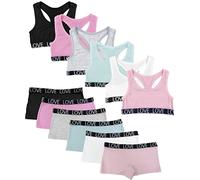 Channo Set per Ragazza in Cotone Intimo: Top senza ferretto con spalline larghe e slip a culotte confezione da 6 pezzi 10-12 anni colore Liscio