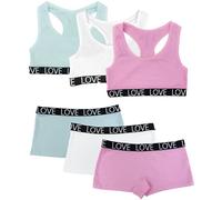 Channo Set per Ragazza in Cotone Intimo: Top senza ferretto con spalline larghe e slip a culotte confezione da 3 pezzi 12-14 anni colore Dolce