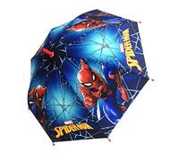 Chanos Chanos Marvel Automatic Fiber Poe Embossed Folding Umbrella, 46 cm, Blue And Red Ombrello pieghevole, Blu (Blue Red)