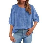 Chanpning Blusa Donna Elegante Tinta Unita Camicia Donna Manica Corta in Cotone Camicetta Unita Leggera E Comoda Viscosa Essentials Basic Top con Scollo a V per Lavoro Ufficio e Tutto Il Giorno