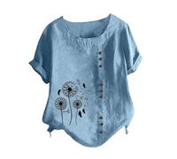 Chanpning Camicetta Donna Elegante Estiva Larghi Camicetta da Donna Manica Corta Basic Top con Bottoni in Tinta Curvy Elasticizzata Camicetta Donna Scollata per Lavoro Ufficio da Sera