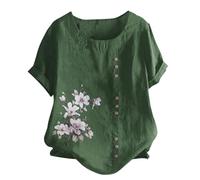 Chanpning Camicia Donna Elegante Manica Corta in Cotone Basic Top Estiva Larghi Camicetta con Bottoni sul Colletto Tinta Unita Classica Camicetta Donna Scollatura Profonda per Lavoro Ufficio da Sera