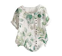 Chanpning Camicia Donna Manica Corta in Cotone Basic Top Tinta Unita Leggeri Camicetta con Bottoni sul Colletto Estiva Larghi Camicetta Donna Scollatura Profonda per Lavoro Ufficio da Sera