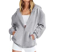 Chanpning Felpa Donna con Cappuccio e Zip Giacca Sportiva Leggero Hoodie Cotone Manica Lunga Sweatshirt Aperto con Tasche Felpe Casual Classico Oversize Pullover 2025 Tinta Unita