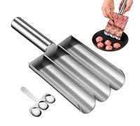 Chansunokku Kitchen Triple Meatball Maker, Former manuale per polpette in acciaio inox, con spatole da taglio, per polpette con manico lungo, set fai da te (3 tubi)