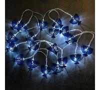 Chanukka - Catena luminosa decorativa a forma di stella di David, 9 rami Menorah, funzionamento a batteria, per interni, Chanuka, matrimonio, decorazione natalizia (3 m/20 LED, Menorah)