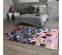 Chanxiang666 Tappeto Decorativo Rettangolare 140x200cm Stile etnico patchwork geometrico a blocchi di colore Adatto per la Camera dei Bambini la Camera 140x200cm