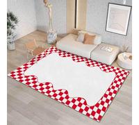 Chanxiang666 Tappeto Grande per Cameretta 180x280cm Quadrato geometrico in rosso monocromatico Large for Living Room, Bedroom, Nursery 180x280cm