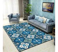 Chanxiang666 Tappeto Home Tappeto Rettangolare 100x160cm Rombo geometrico stile etnico blu Adatto per la Camera dei Bambini la Camera 100x160cm