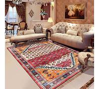 Chanxiang666 Tappeto Home Tappeto Rettangolare 70x140cm Rombo geometrico stile etnico rosso Pelo Corto, Bordato, Morbido 70x140cm