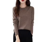 Chanyarn Donna 100% Lana Merino Maglie Termiche Maglietta Girocollo Manica Lunga Viaggio Escursionismo T-Shirt Termiche Base Layer (Tan,L)