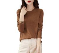 Chanyarn Donna 100% Lana Merino Maglie Termiche Maglietta Girocollo Manica Lunga Viaggio Escursionismo T-Shirt Termiche Base Layer (Caramel,XL)