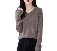 Chanyarn Donna 100% Lana Merino Maglie Termiche Maglietta Scollo a V Manica Lunga Viaggio Escursionismo T-Shirt Termiche Base Layer (Tan,M)