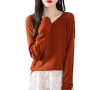 Chanyarn Donna 100% Lana Merino Maglie Termiche Maglietta Scollo a V Manica Lunga Viaggio Escursionismo T-Shirt Termiche Base Layer (Red,M)