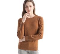 Chanyarn Maglione da Donna 100% Cashmere 2025 Autunno Inverno Girocollo Manica Lunga Morbido Pullover lavorato a Maglia, Red Brown17009, L