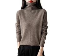 Chanyarn Maglione da Donna 100% Lana Merino Collo Alto 2025 Casual a Maniche Lunghe Senza Cuciture Maglia Maglione (Brown,S)