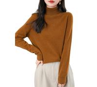 Chanyarn Maglione da Donna 100% Lana Merino Collo Alto 2025 Casual a Maniche Lunghe Senza Cuciture Maglia Maglione (Caramel,S)