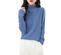 Chanyarn Maglione da Donna 100% Lana Merino Collo Alto 2025 Casual a Maniche Lunghe Senza Cuciture Maglia Maglione (Star Blue,S)
