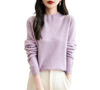 Chanyarn Maglione da Donna in 100% Lana Merino Collo Alto Demi Lavorato a Maglia Senza Cuciture a Maniche Lunghe (Light Purple,L)