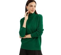 Chanyarn Maglione da donna in puro cashmere al 100% a collo alto a maniche lunghe caldo e morbido 2025 Pullover lavorato a maglia autunno inverno, Verde, M