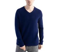 Chanyarn Maglione da uomo 100% lana merino prima linea pronto a bere scollo a V maniche lunghe senza cuciture, blu navy, L