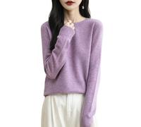 Chanyarn Maglione Girocollo da Donna in 100% Lana Merino 2025 Maglione Lavorato a Maglia Senza Cuciture a Maniche Lunghe (Purple,XXL)