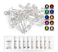 Chanzon 100 pezzi (10 colori x 10 pezzi) Assortimento di luci a diodi LED da 3 mm (lenti trasparenti trasparenti) Lampadine a emissione di luce Kit assortiti Varietà di colori Bianco Verde Blu UV