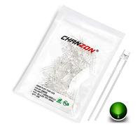 CHANZON 100 pezzi 3mm LED verde luci a diodi (Clear Flat Top Trasparente DC 3V 20mA) Illuminazione brillante Lampadine Lampade Componenti elettronici Indicatore Diodi emettitori di luce