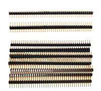 Chanzon Pin Header 40 pin x 10 pezzi Pin Femmina/Maschio Dritto a fila singola Kit di Assortimento di perni rotondi Dorati 2,54 mm Separatore da 0,1 inch usato per PCB, Arduino Gpio