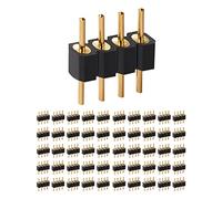 Chanzon Pin Header per 3528 5050 SMD RGB Led strip 4 pin x 50pcs Pin Header maschio Dritto singola fila Round Pins Dorati 2,54mm 0,1 inch Breakaway per PCB Connettore Macchina Breadboard