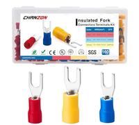 Chanzon Terminali a forcella isolati elencati UL #8 M4 Kit 160 pezzi Tipo U - 22-10 AWG - Connettori a crimpare Filo elettrico PVC rosso Ottone Rame Assortimento per cablaggio Confezione da 160