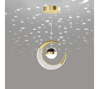 Chao Zan 10W LED Lampada a Sospensione, Plafoniera Fata Lampadario Luna e Stelle Lampada a Sospensione Camera da Letto Lampadario Grande Regalo per Bambino Amico (Dorato, Luce bianca fredda)