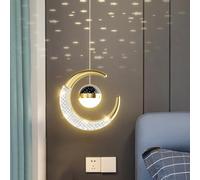Chao Zan 10W LED Lampada a Sospensione, Plafoniera Fata Lampadario Luna e Stelle Lampada a Sospensione Camera da Letto Lampadario Grande Regalo per Bambino Amico (Dorato, luce bianca calda)