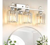 Chao Zan Applique da parete moderna da bagno moderna Lampada Da Parete In Cristallo da toletta a specchio Luci con base E27 Interno Faretti da Muro per Camera da Letto Soggiorno Da Comodino (argento)