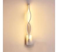 Chao Zan Lampada da parete LED Applique con design Interno, 16W Tricolore 3000K/4500K/6000K Lampada a Muro Moderno in Acrilico Nero in metallo a spirale per camera da letto Soggiorno (bianco)