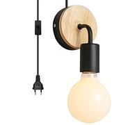 Chao Zan Lampada da Parete Vintage, E27 Portalampada Industriale con EU Spina con Interruttore,Con cavo da 1,8 m, Applique mobile portatile flessibile,per Illuminazione di Interni (Nero)