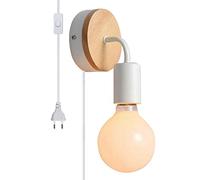 Chao Zan Lampada da Parete Vintage, E27 Portalampada Industriale con EU Spina con Interruttore,Con cavo da 1,8 m, Applique mobile portatile flessibile,per Illuminazione di Interni (Bianco)
