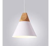 Chao Zan Lampadario E27 Lampada a Sospensione Legno e Metallo Illuminazione a Soffitto Plafoniera Industriale Decorazione Lampada soggiorno Regolabile, Bianco