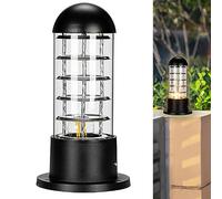 Chao Zan Lampione a led lampioncino con E27 attacco, illuminazione da esterno palo da giardino per sentieri moderno, Senza lampadina (Nero)