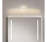 Chao Zan LED applique da parete interno, luce specchio bagno led 80 cm, 20W lampada da parete moderna camera da letto, lampada specchio bagno lunga, lampade a muro curva (Bianco-80cm)