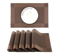 CHAOCHI Tovagliette Americana Plastica Lavabili,Facile Pulizia PVC Tovagliette Colazione,Antiscivolo,Antimacchia,Resistenti al Calore,per Cucina Hotels Ristorante Set di 6(45CMx30CM,Marrone)