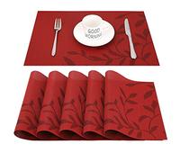 CHAOCHI Tovagliette Americana Plastica Lavabili,Facile Pulizia PVC Tovagliette Colazione,Antiscivolo,Antimacchia,Resistenti al Calore,per Cucina Hotels Ristorante Set di 6(45CMx30CM,Rosso)