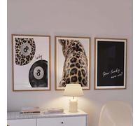 CHAOJIART 3 pezzi di leopardo e ghepardo, stampe su tela, poster, decorazioni preppy per camera da letto e soggiorno (40x60x3 cm/senza cornice)