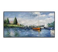 CHAOJIART Classic Abstract Wall Art Barca Paesaggio costiero Pittura a olio HD Canvas Poster e Stampe per Camera da letto Soggiorno Decorazione 90x180 cm Senza cornice