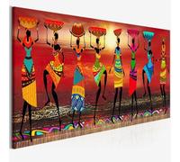 CHAOJIART Cuadros Etnicos Dipinti di arte tribale Donne africane che ballano Pittura a olio Immagine per soggiorno Stampa su tela Decorazioni per la casa 50x150 cm (20x59 pollici) Senza cornice