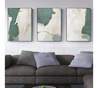 CHAOJIART Dipinto su tela astratto moderno Lamina d'oro Flusso Verde Marrone per soggiorno Poster e stampe Immagini murali Decor Cuadros 50x70 cm (20x28 pollici) x3 senza cornice