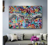 CHAOJIART Graffiti Art La Creazione di Adamo Famosi Dipinti su Tela sul Muro Mano a Mano Immagini di Strada per la Decorazione Domestica Moderna 80x120 cm Senza Cornice
