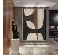 CHAOJIART Grande Boho Marrone Minimalista Astratto Dipinto Boho Decorazione da Parete Marrone Nero Wabi Sabi Arte da Parete Soggiorno Marrone Arte Astratta 80x120cm Senza Cornice